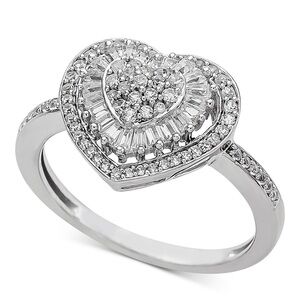 14k White Gold Heart Ring